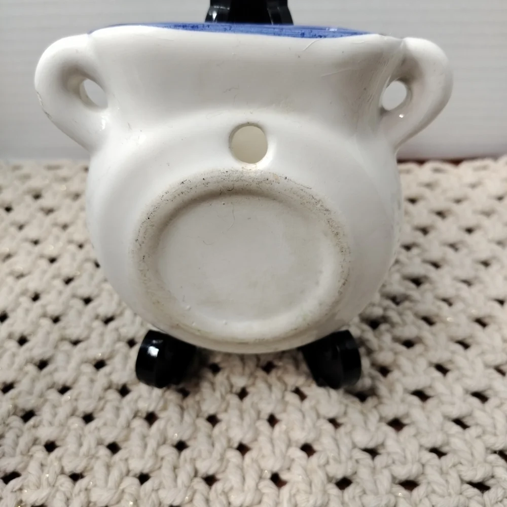 Blue and White Ceramic Herb Pot